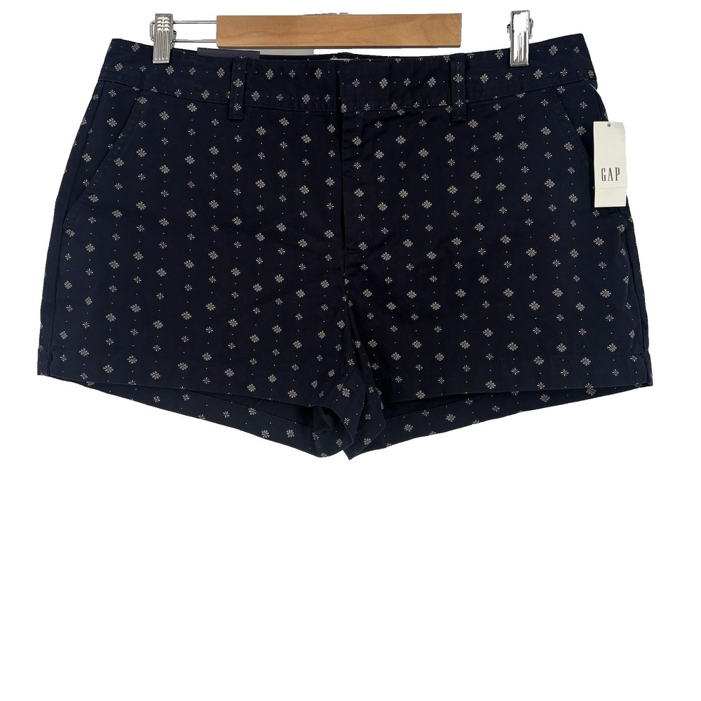 Gap Womens City Short 14 Navy Blue Geometric Print Preppy Beach Resort Cruise